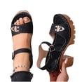 thumbnail image 4 of Viluyesy Womens Block Heeled Sandals, Open Toe Slingback Adjustable Strap Fashion Dressy Platform Shoes Black US6.5, 4 of 9