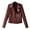 Wine Red, variant on Plus Size Zip Up Jacket for Women Long Sleeve Notched Lapel Motorcycle Coat Y2K Fall Style (Wine Red,XXXL)