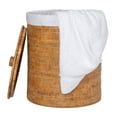 thumbnail image 5 of Kouboo Loma Round Rattan Hamper And Laundry Basket With Removable Liner, Handmade Wicker Laundry Basket With Lid, Honey Brown, 5 of 11
