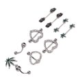 thumbnail image 2 of 9Pcs Belly Button Rings Stainless Steel Smoothing Safe Assorted Style Elegant Navel Rings for Women Girl Party Silver Set, 2 of 14