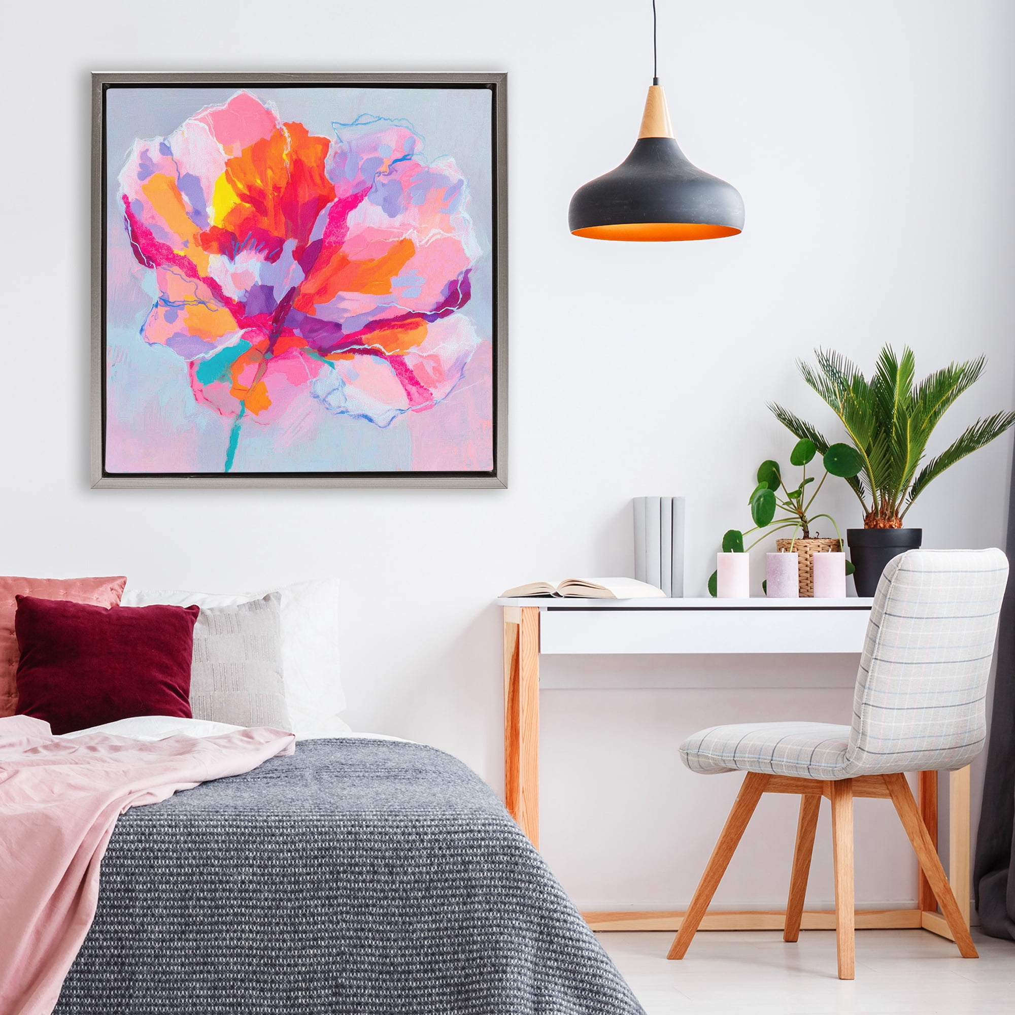 Stupell Industries The Open Petal Expression Gray Framed Floater Canvas Wall Art, design by Chromatic Storm Studio