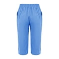 thumbnail image 5 of Linen Capri Pants for Women Summer Knee Length Straight Leg Pant Casual Loose Beach Bermuda Clothes with Pockets Blue L, 5 of 7