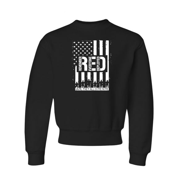 Youth Remember Everyone Deployed RED Friday Crewneck Sweatshirt