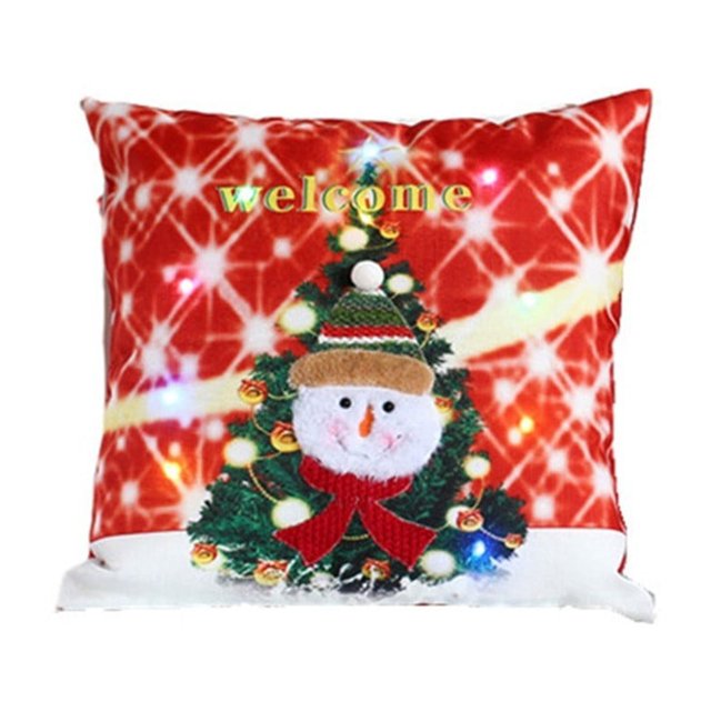 XWSHYW Almohadas y Fundas Funda de Almohada Luminosa Navideña, Muñeco de Nieve, Ciervo, Decoraciones para El Hogar, Regalos de Navidad