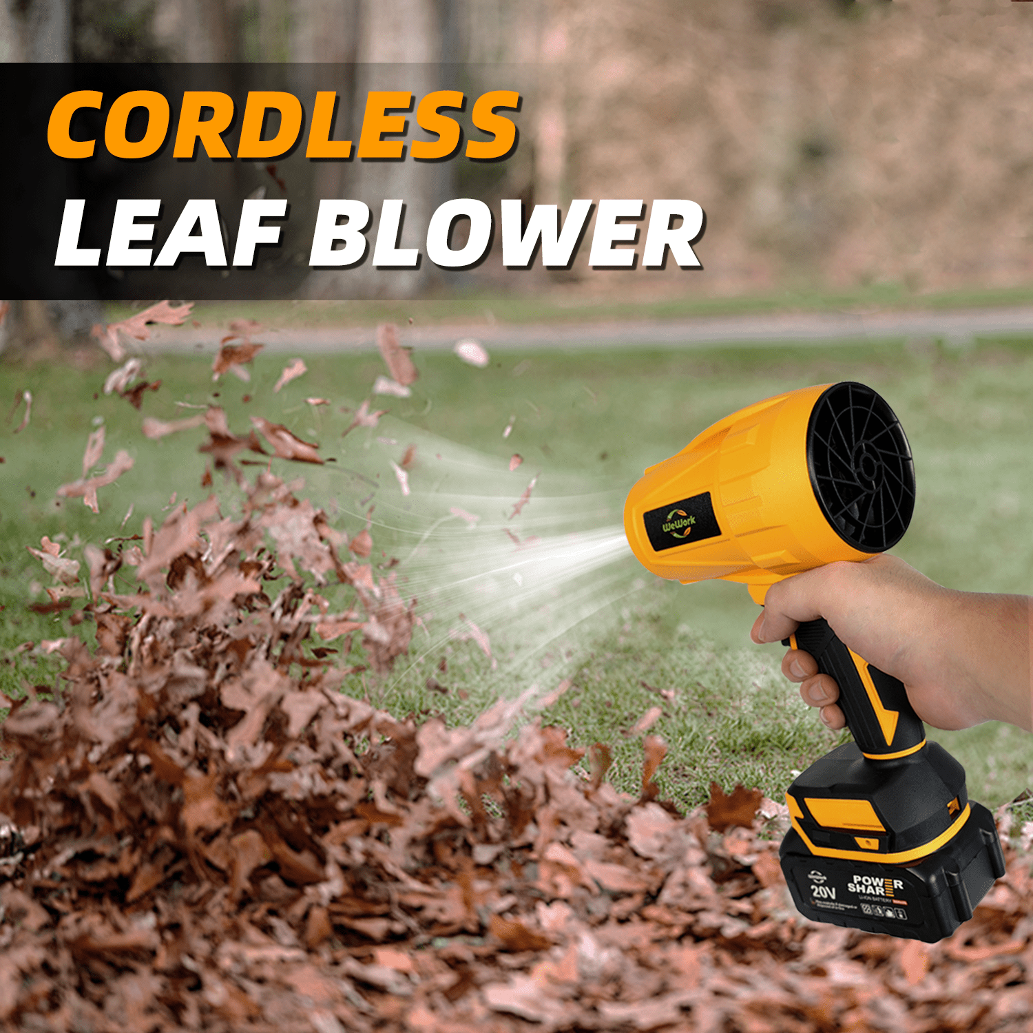 Wework Handheld Leaf Blower, 20V Portable Cordless Leaf Blower with 1 x 3.0Ah Battery, for Patio Cleaning, Lawn Care