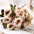 thumbnail image 1 of 6 Heads Artificial Roses Home Wedding Party Rose Bouquet Decoration, 1 of 5