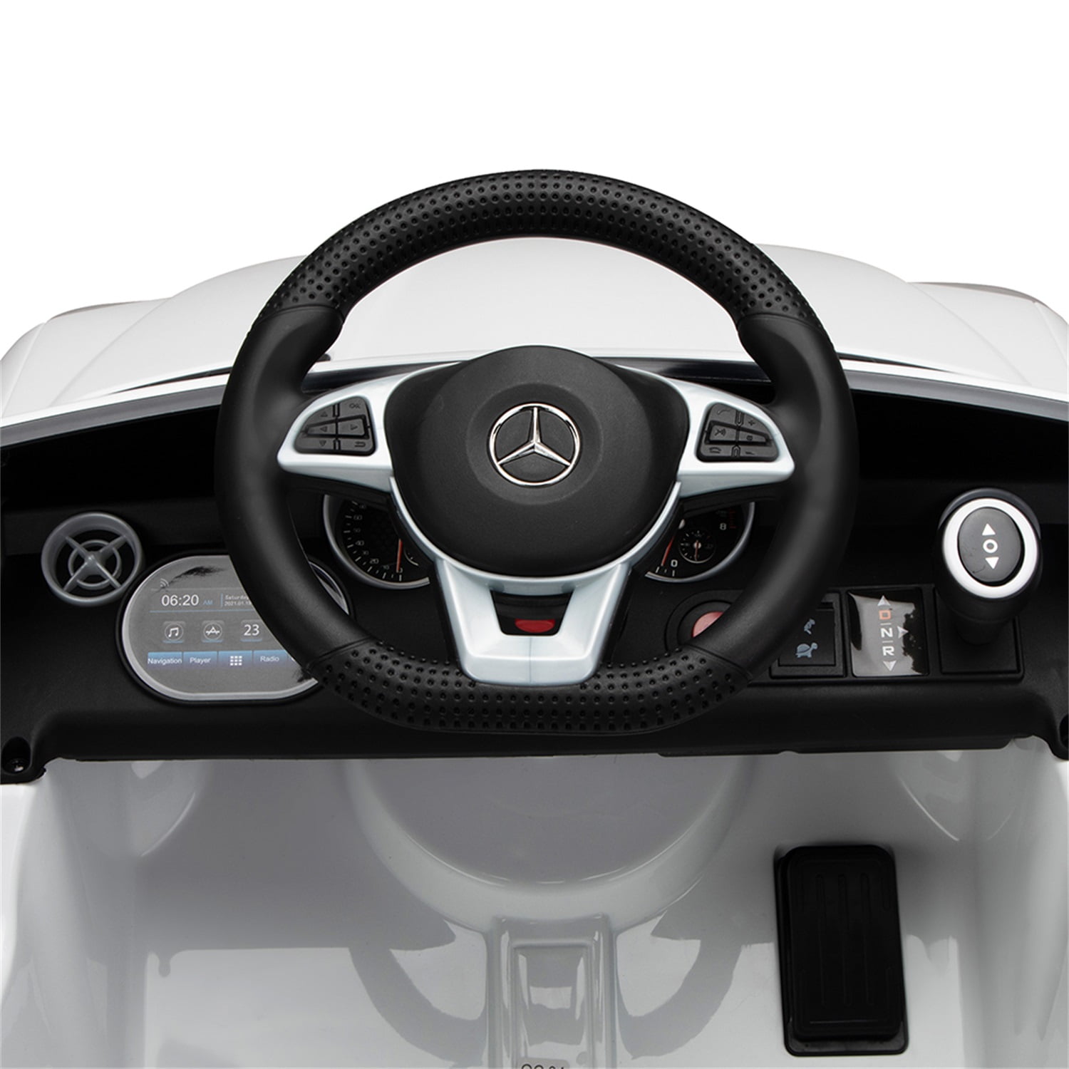 CIPACHO Licensed Benz, 12V Electric Kids Ride On Car for Ages 3-6, LED Head Lights, Safe Belt, Double Doors, 2 Speeds, White