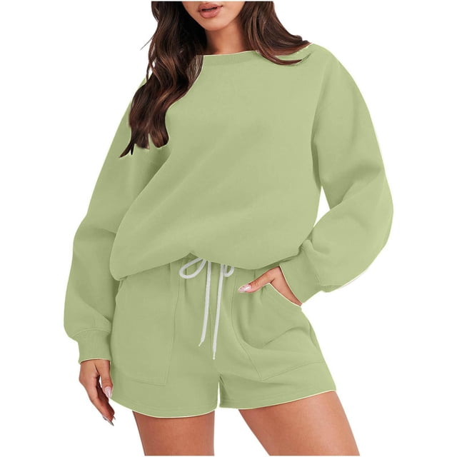 Birdeem Hauts Grande Taille pour Femmes Aguichant Mode Décontractée Manches Longues Col Rond Ensemble Chandail Pantalon Aguichant Hauts Grande Taille pour Femmes