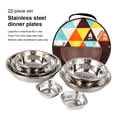 thumbnail image 2 of Bearachild Juego de vajilla de 22 piezas con bolsa de almacenamiento, placas de acero inoxidable resistentes al desgaste, herramientas de cocina redondas Cocina y Comedor Bearachild HA066375-00, 2 of 6