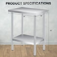 thumbnail image 2 of Bingirl Table de Préparation en Acier Inoxydable 18 x 24 Pouces avec Tablette Inférieure Réglable Table Commerciale Robuste avec Tablette Inférieure Réglable pour Usage Extérieur Restaurants Hôtels Fonctionne, 2 of 6