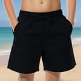thumbnail image 2 of HAOTAGS Swim Trunks for Big Boys（6-14）, Swimsuit with Mesh Liner Quick Dry Swim Shorts Swimwear Kids Beach Board Shorts Black 6-7Years, 2 of 10