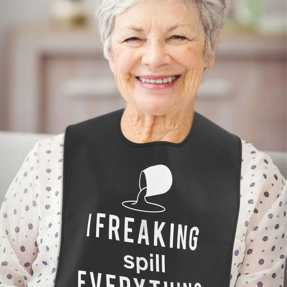 BESTOYARD Washable Black Adult Bib for Seniors Waterproof Reusable Dining Clothing Protector