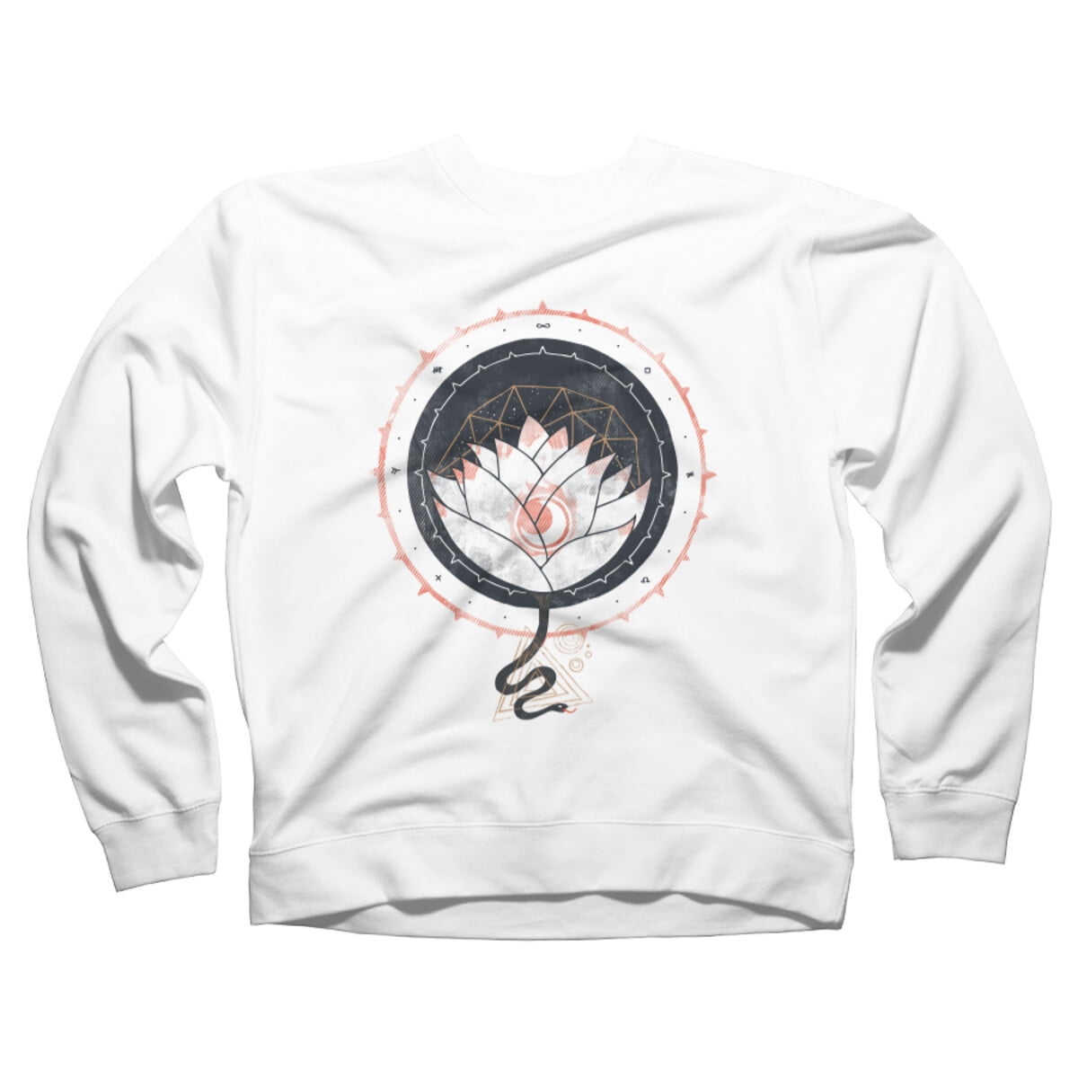 Lotus White Graphic Crew Neck Sweatshirt - Design By Humans XL