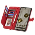 thumbnail image 4 of SaniMore Case for Google Pixel 8A 2023, PU Leather Zipper Wallet Detachable Lanyard Retro Embossed Flower Crad Slots Flip Kickstand Full Body Protective Drop-proof Case for Google Pixel 8A, Red, 4 of 6