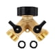 thumbnail image 1 of Divisor de manguera de jardín de 2 vías, conector de latón resistente, divisor de grifo, divisor en Y, 2 válvulas con 2 accesorios dorados y negros, dorados y negros, 1 of 5