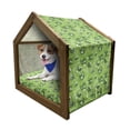 thumbnail image 1 of Tea Party Pet House, Tea Time Theme with Teapots and Cups Blooming Daisy Chamomiles, Outdoor & Indoor Portable Dog Kennel with Pillow and Cover, 5 Sizes, Lime Green Dark Green, by Ambesonne, 1 of 5