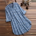 thumbnail image 2 of CHOK Hauts pour Femmes Liquidation Mode Été Décontractée Ample Lin Manches Longues Col Rond Blouse en Solde, 2 of 4