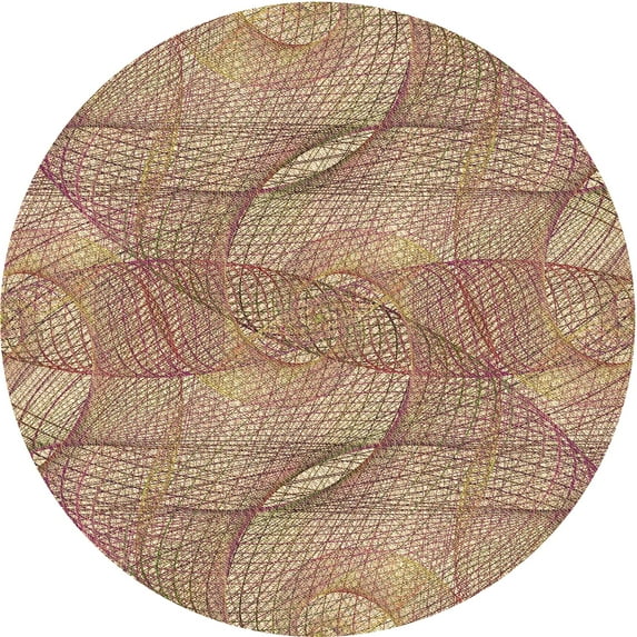 Ahgly Company Indoor Round Patterned Chestnut Red Area Rugs, 6' Round