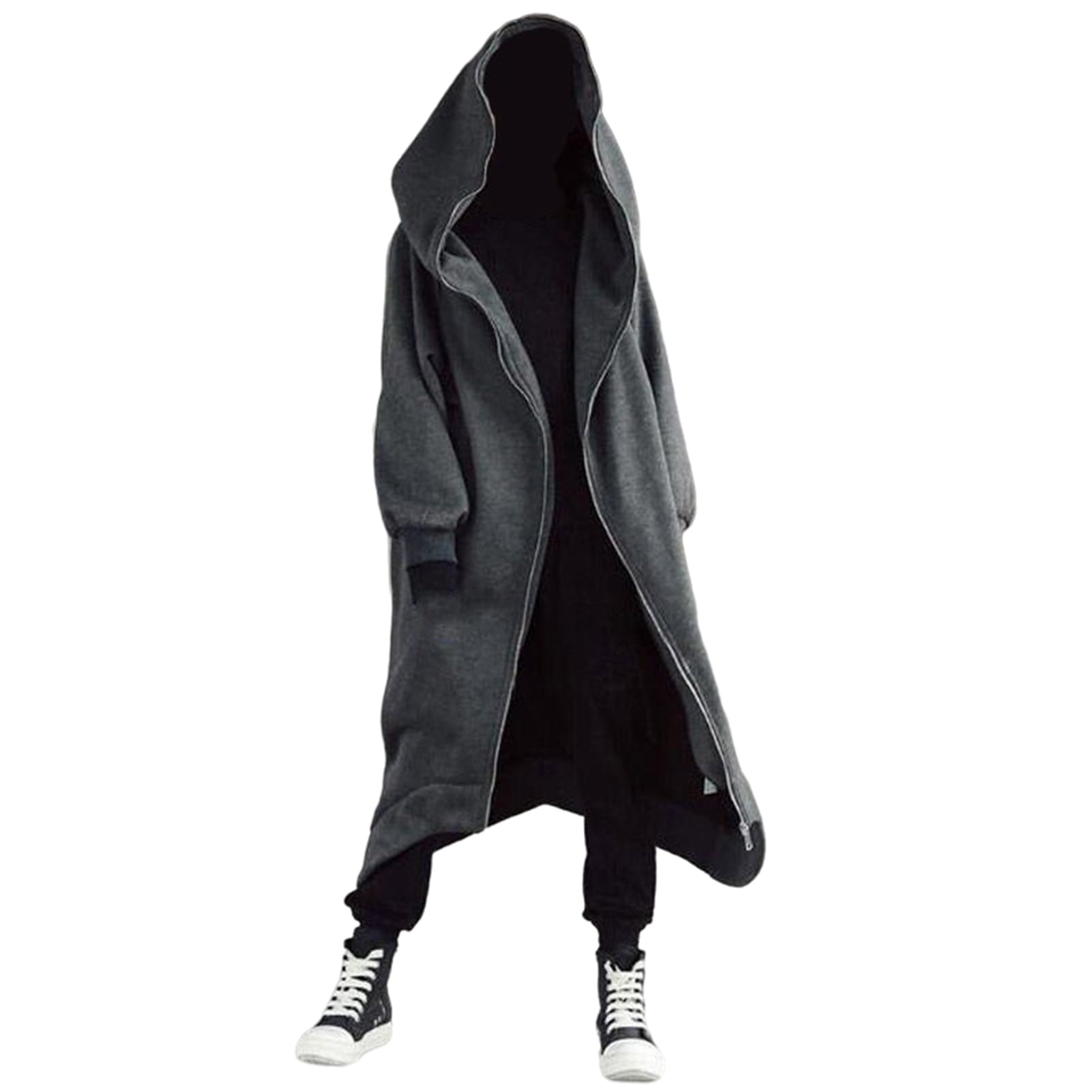 alextreme Unisex Long Hoodie Zipper Coat Long Sleeve Coat Zipper