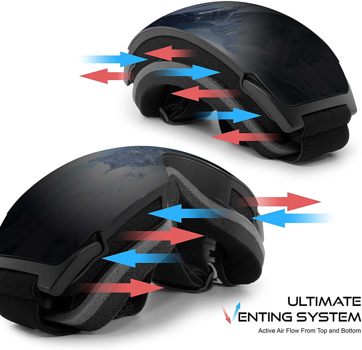 Stomp Ski Goggles PRO - Frameless, Interchangeable Lens 100% UV400 Protection Snow Goggles for Men & Women (Black) - image 5 of 7