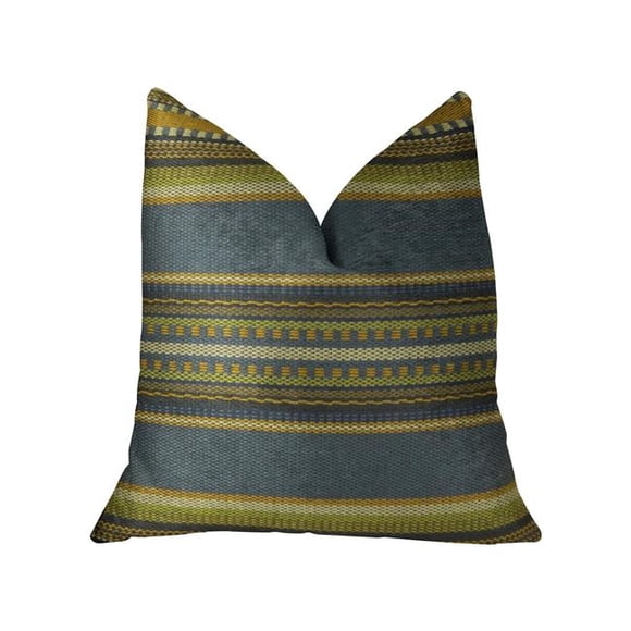 Plutus PBRAZ312-2030-DP Rive Sud Bleu Foncé Vert Olive et Crème Oreiller de Luxe à la Main&44; 20 x 30 Po Reine