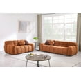 thumbnail image 3 of 87.4" Length 35.83" Roundness Boucle Sofa,Human Body Structure for Usa People Couch,3 Seater Marshmallow Sofa,Light Brown, 3 of 7