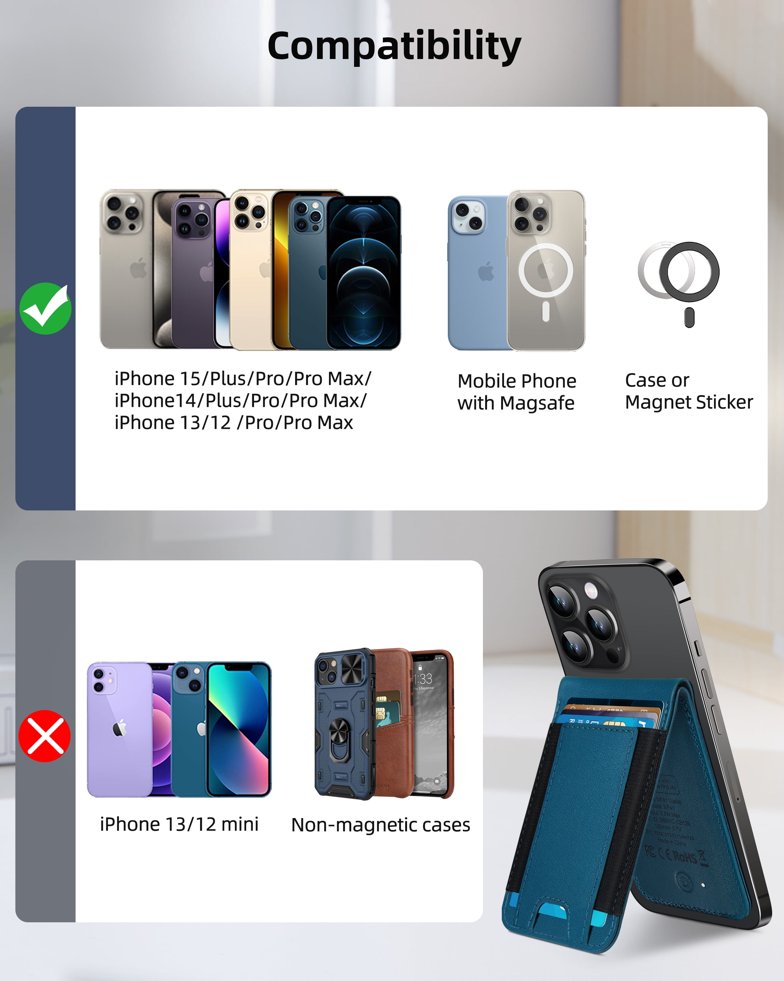 ExtreLife Magnetic Wallet with Find My, Magnetic Card Holder with Adjustable Phone Stand Compatible for iPhone 17/16/15/14/13/12 Series, RFID, Leather, Fits 8 Card