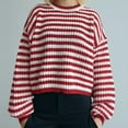 thumbnail image 6 of FDGIU Women's 2025 Winter Striped Color Block Sweater‌ - Long Sleeve Oversized Pullover, Loose Crewneck Comfy Knitted Top, 6 of 7