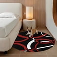 thumbnail image 3 of Round Area Rugs Collection 6 Ft, Red Geometric Non-Slip Residential Carpet, Vintage Abstract Stripes Aesthetic Art Indoor Crawling Mats Runner Rugs for Living Room/Dining Room/Bedroom, 3 of 8