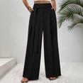 thumbnail image 5 of Pounoo Women's High Waist Tie Waist Wide Leg Pants with Belt Detail Casual Office Work Wear Lightweight Breathable Comfortable Trousers Gift, 5 of 6