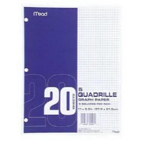 White Graph Paper 5 Squares Per Inch 11.8.5 Quad Ruled 4PK