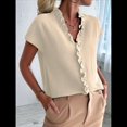 thumbnail image 4 of Camisetas Sin Mangas de Verano Informales con Cuello en V y Volantes para Mujer Albaricoque S, 4 of 8