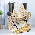 thumbnail image 4 of Farmland Soft Flannel Fleece Throw Blanket, Border with Shady Deciduous Autumn Trees Growth Leaf Seasonal Background Art, Cozy Plush for Indoor and Outdoor Use, 60" x 80", Orange Black, by Ambesonne, 4 of 5