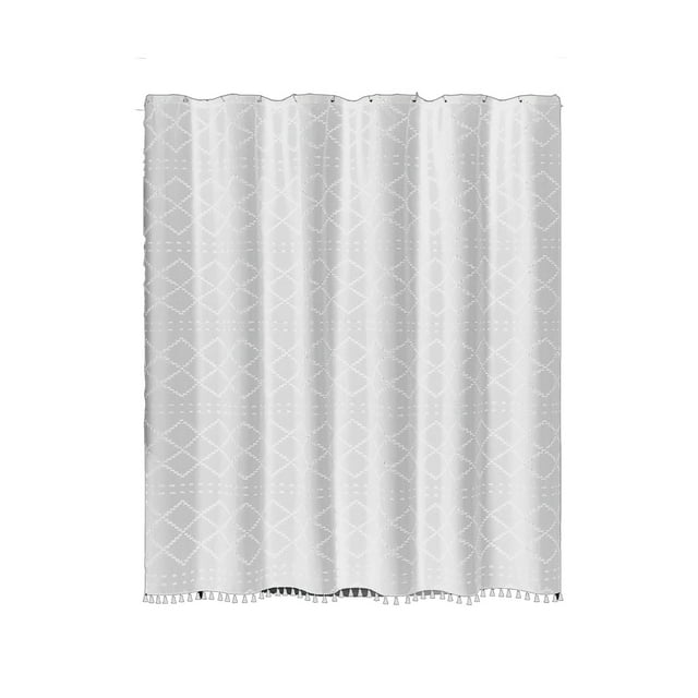 Ohufall Ensemble de Rideau de Douche Imperméable Bohème à Fleurs Coupées Épaissi Uni Rideaux de Douche pour Salle de Bain