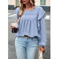 thumbnail image 3 of PRETTYGARDEN Women's Long Sleeve Blouses Ruffle Swiss Dot Crochet Loose Fit Spring Fall Tunic Dressy Casual Tops, 3 of 10