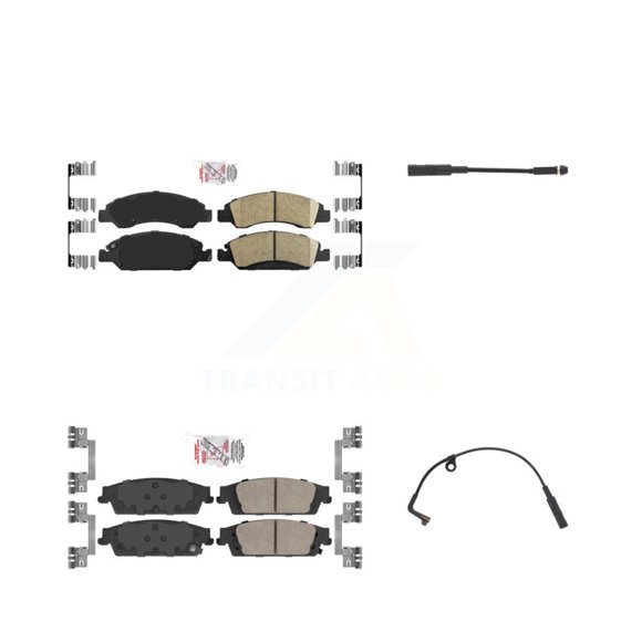 AmeriBRAKES Front Rear Ceramic Disc Brake Pads and Wear Sensors Kit for Car 2019 Chevrolet Silverado 1500 LD GMC Sierra Limited with 2 Piston Caliper KNW-100170