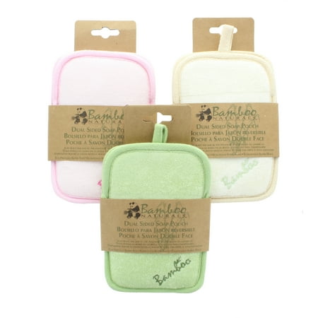 Lot of 3 Bamboo Naturals Dual Sided Soap Pouch Clean and Exfoliate Body Scrubber