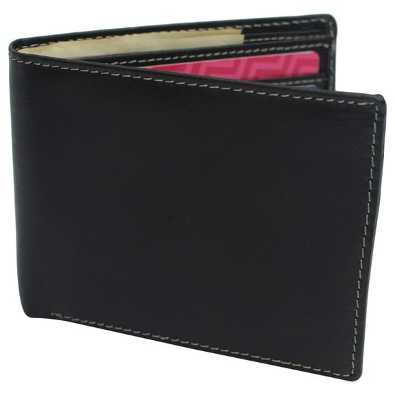 Slim Leather Bifold Wallets For Men - Minimalist Mens Wallet RFID Blocking Card Holder With ID Window Gifts For Men