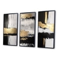 thumbnail image 3 of Designart "Horizontal Perspectives Abstract in Gold and Black IV" Abstract Painting Framed Wall Art Set Of 3 - Gold Modern Frame Gallery Set For Office Decor, 3 of 6