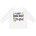 thumbnail image 3 of Inktastic Just Down Right Perfect Down Syndrome Awareness Ribbon Boys or Girls Long Sleeve Toddler T-Shirt, 3 of 5