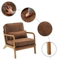thumbnail image 3 of UBesGoo Modern Wood Club Chair Bronzing Cloth Fabric Upholstered Reading Accent Chair with Solid Wood Frame Brown, 3 of 9