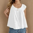 thumbnail image 2 of Htigea Clearance Women Summer Front Tank Tops Cap Sleeve Pleated Babydoll Tops Casual Loose Fit Going Out Flowy Shirt Clearance Sale White,M, 2 of 6