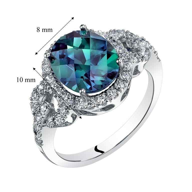 Oravo 3.25 ct Oval Shape Created Alexandrite Cocktail Ring in 14K