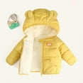 thumbnail image 4 of Baby Puffer Jacket Boys Yellow Full-Zip Long Sleeve Bear Hooded Down Jacket Kids Warm Girls Winter Coats Size 6-12 Months, 4 of 7