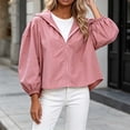 thumbnail image 5 of Edvintorg Lightweight Jacket Women Plus Size Fashion Long Sleeve Loose Casual Hooded Coat with Zipper Women Outerwear Woman Clothes Pink XXL, 5 of 6