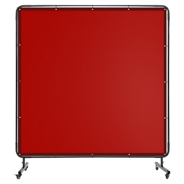 3 Panel 6x6FT Welding Screen with Frame - Flame Resistant PVC Curtain, Transparent Safety Panel, Lockable Swivel Wheels for Workshop