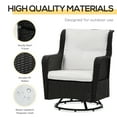 thumbnail image 4 of Outsunny 3-Piece Patio Bistro Set, PE Rattan Wicker Outdoor Furniture, Soft Cushions, 2 360 Swivel Rocking Chairs, 2-Tier Coffee Table, Cream White, 4 of 9