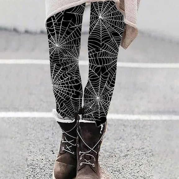 YOIAVAIOY Womens Casual Yoga Pants High Waist Stretch Halloween Tights Witch Costume Leggings Novelty Holiday Bottom Black M