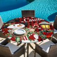 thumbnail image 6 of Red Black Plaid Snowman Christmas Round Tablecloth, Fitted Table Cover with Elastic for 55"-60" Round Tables, Xmas Snowflake Botanical Table Cloth Outdoor Indoor Dinning Party Waterproof Tablecloths, 6 of 7