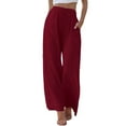 thumbnail image 2 of Red Womens Sweatpants Womens Daily Elastic Waist Pockets Straight Solid Color Casual Pants Loose Long Trousers Sweatpants Womens Fashion, 2 of 6